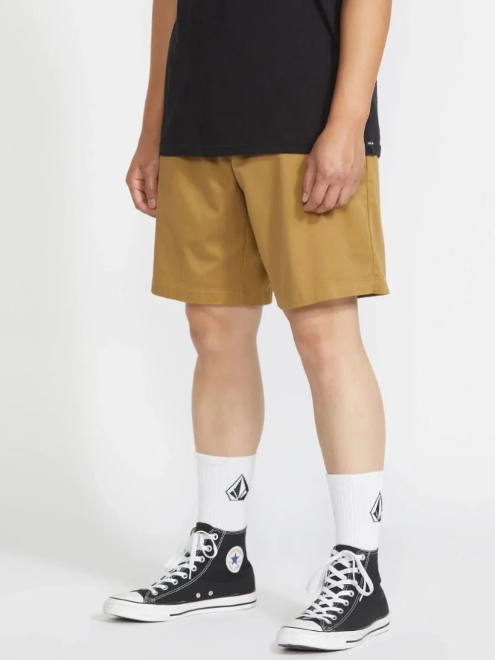 VOLCOM MEN'S FRICKIN ELASTIC WAIST SHORTS XXL 2XL Dark Khaki